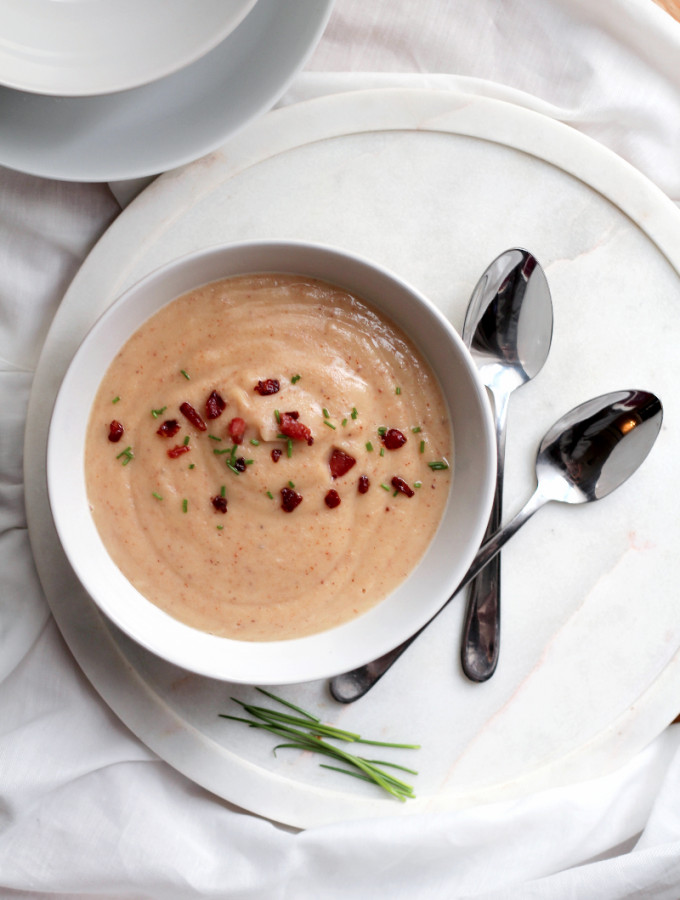 roasted cauliflower and bacon soup