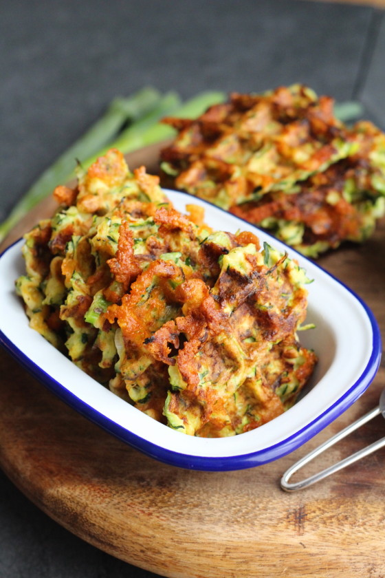 Cheesy courgette waffles